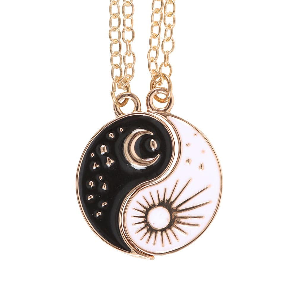 Yin Yang Best Friend Pendant Necklace Set - Crystal Nest