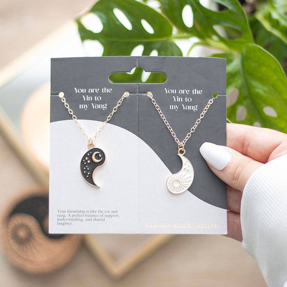 Yin Yang Best Friend Pendant Necklace Set - Crystal Nest