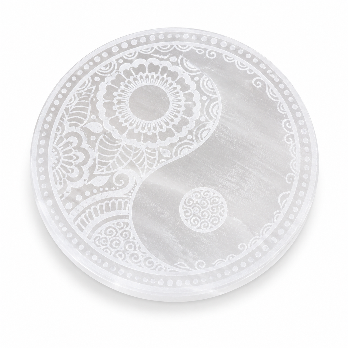 Yin Yang Selenite Charging Plate | Large - 18cm - Crystal Nest