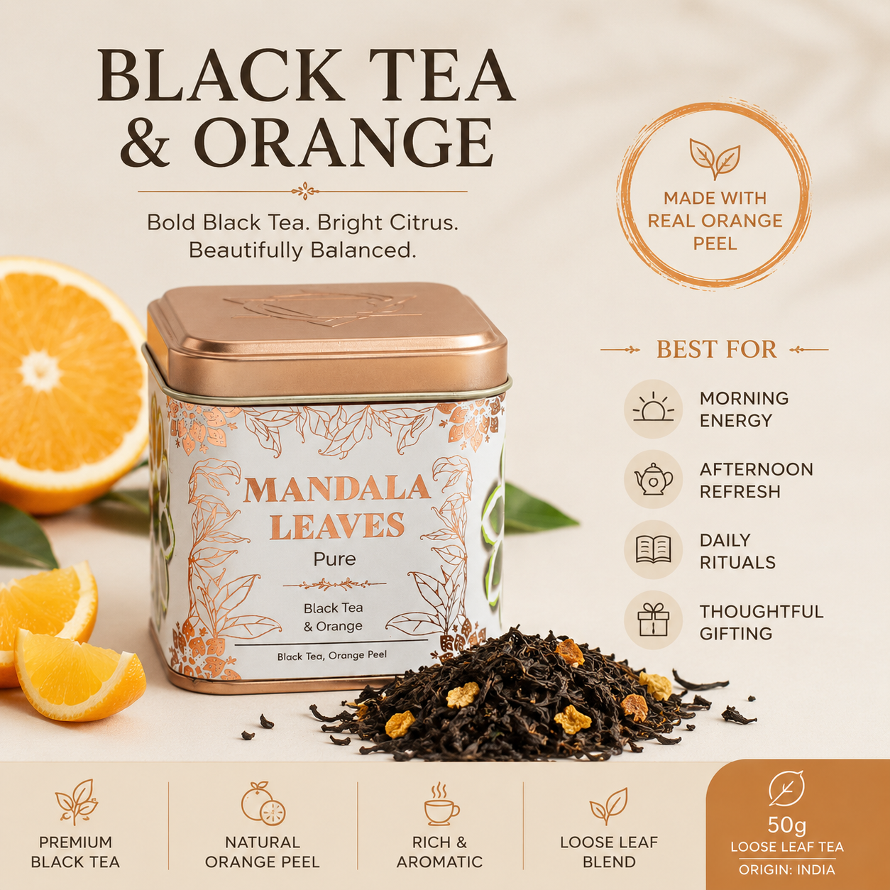 Black Tea & Orange Loose Leaf Tea (50g Tin)