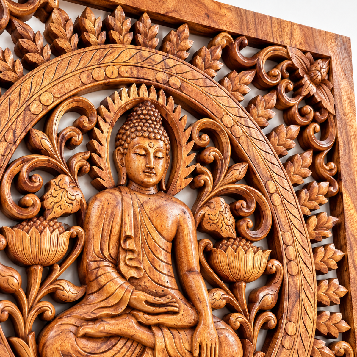 Buddha Suar Wood Wall Art | 40cm
