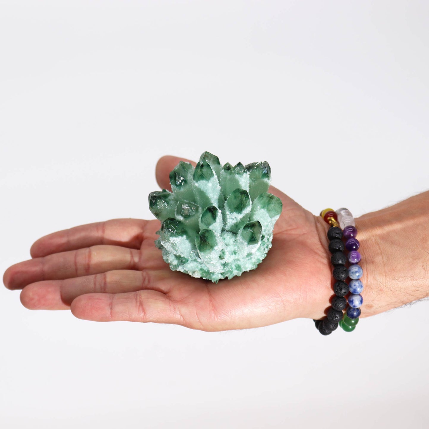 Green Ghost Quartz Cluster - Crystal Nest