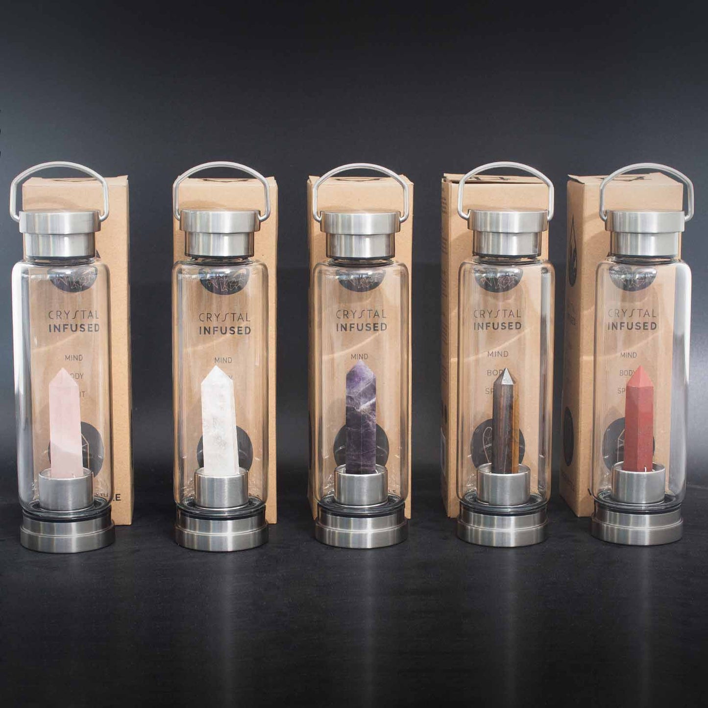 Red Jasper Crystal-Infused Glass Water Bottle - Crystal Nest