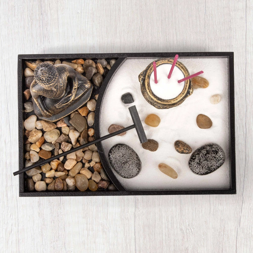 Mini Buddha Zen Garden Kit | Mindfulness & Meditation Gift Set - Crystal Nest