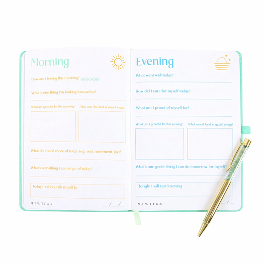 Guided Self Care & Wellness Journal with Aventurine Crystal Pen - Crystal Nest