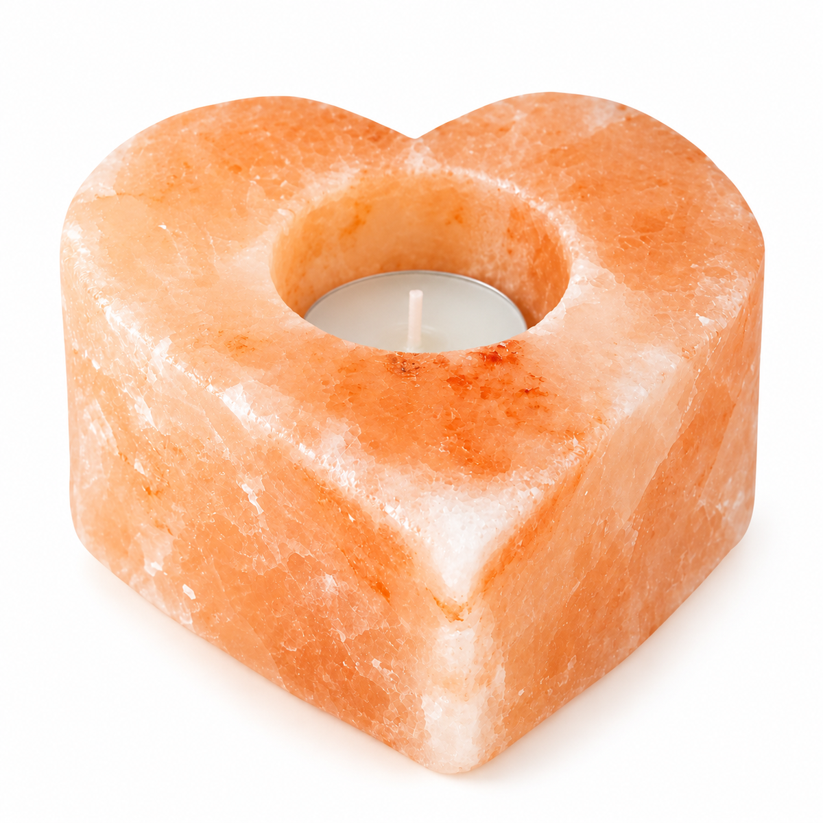 Himalayan Salt Heart Tealight Holder | Natural Pink - Crystal Nest