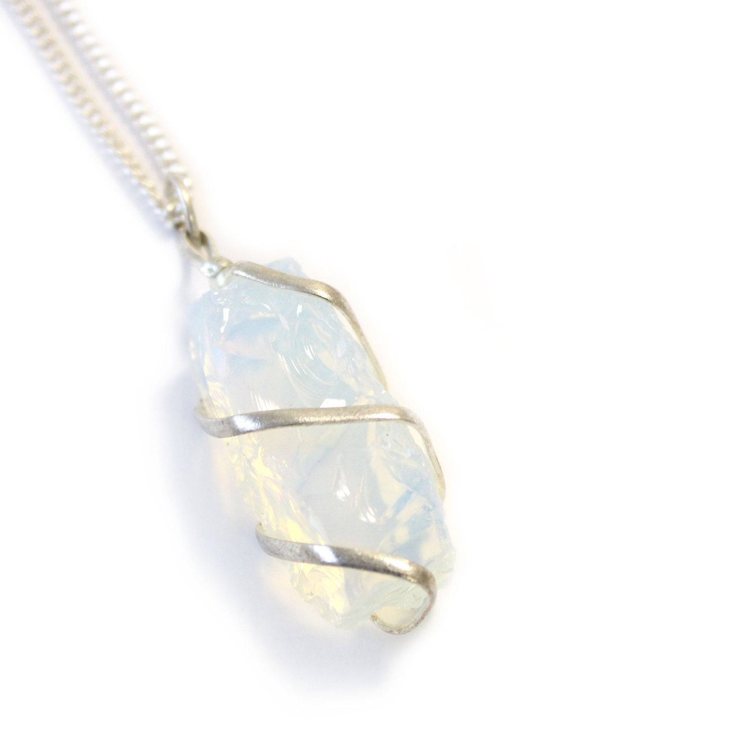 Opalite Raw Crystal Pendant Necklace - Crystal Nest