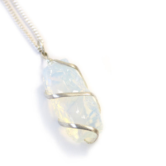 Opalite Raw Crystal Pendant Necklace - Crystal Nest
