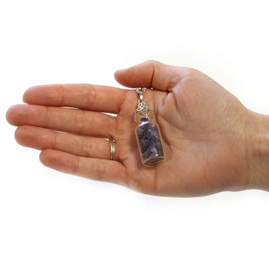 Amethyst Bottled Gemstones Pendant Necklace - Crystal Nest