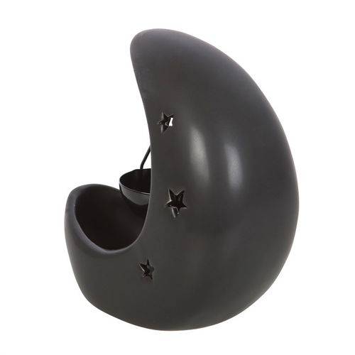 Black Crescent Moon Hanging Oil Burner - Crystal Nest