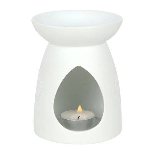 Buddha Face White Ceramic Oil and Wax Melt Burner - Crystal Nest