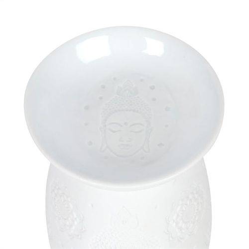 Buddha Face White Ceramic Oil and Wax Melt Burner - Crystal Nest