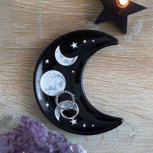 Black Crescent Moon Trinket Dish - Crystal Nest