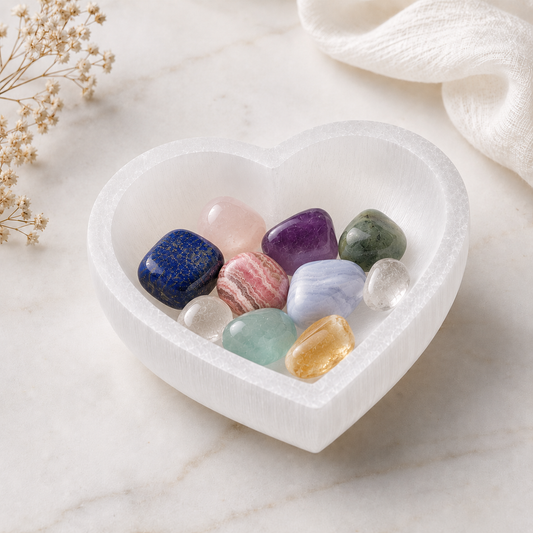 Medium Heart Selenite Crystal Cleansing Bowl