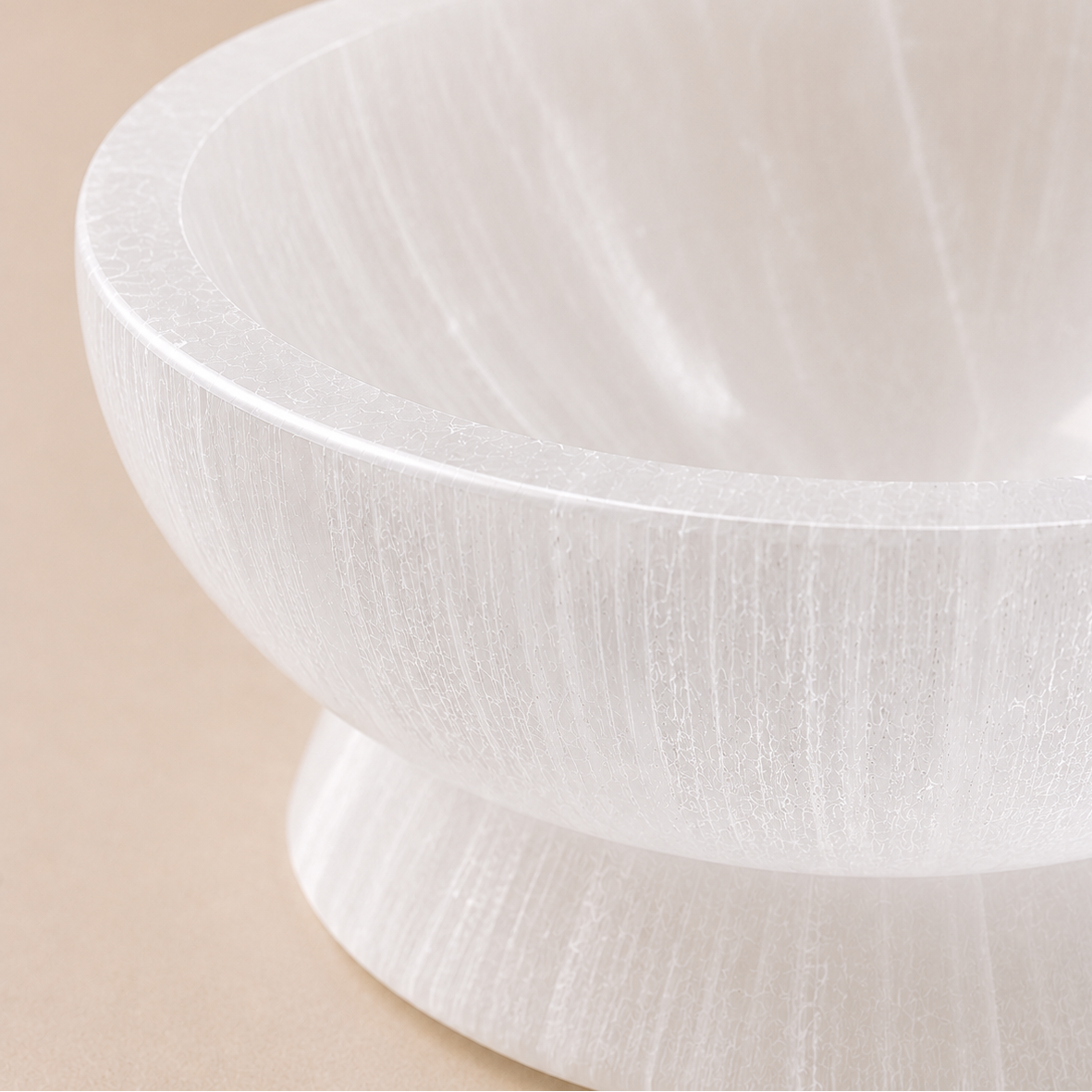 Medium Round Selenite Ritual Bowl with Base