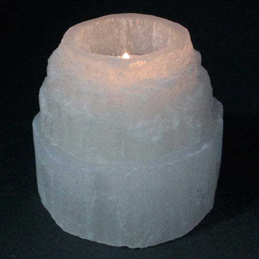 Selenite Mountain Top Candle Holder - Crystal Nest