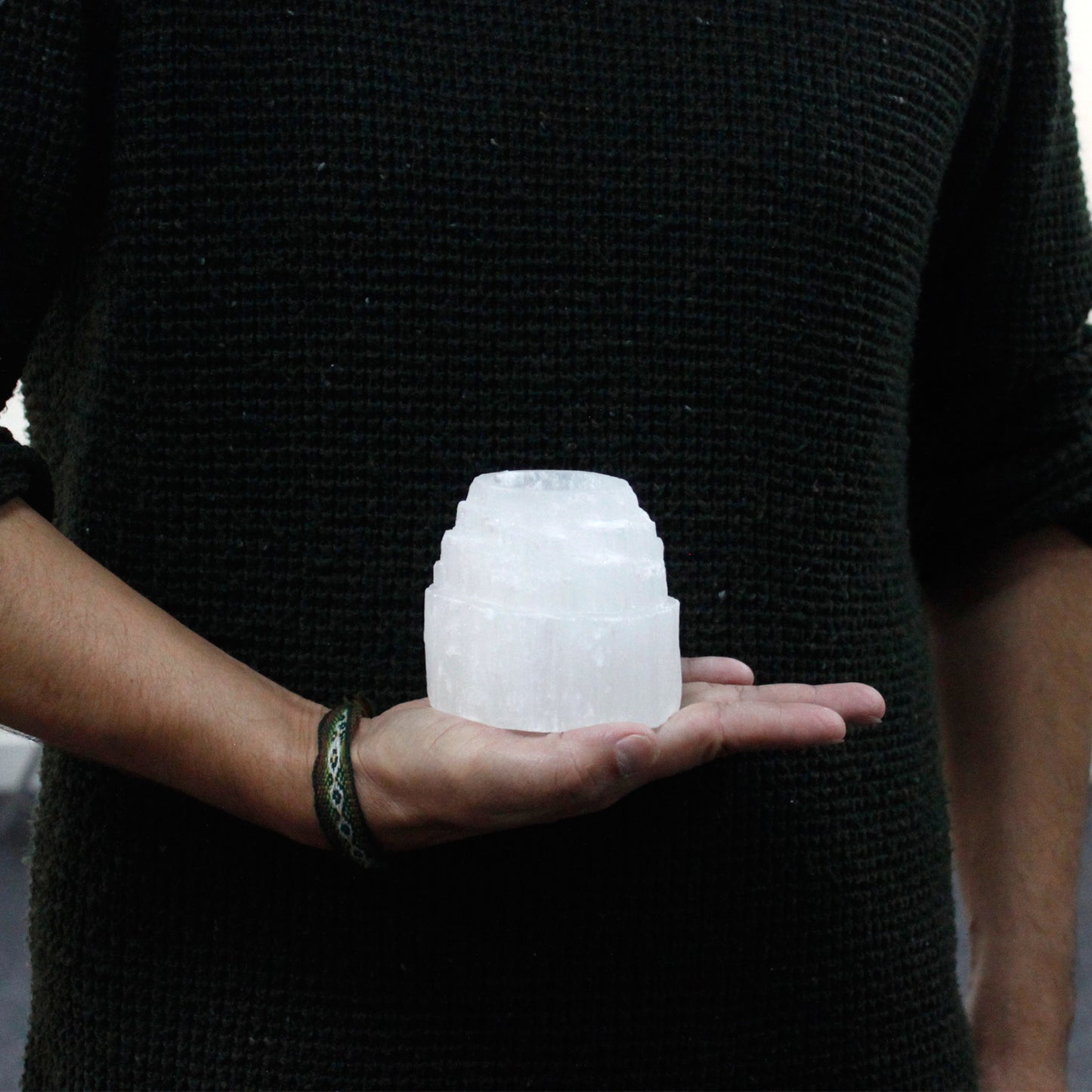 Selenite Mountain Top Candle Holder - Crystal Nest