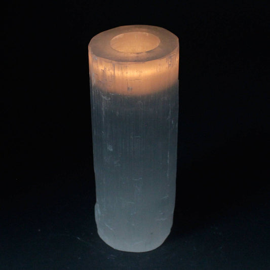 Selenite Cylinder Candle Holder 20cm - Crystal Nest