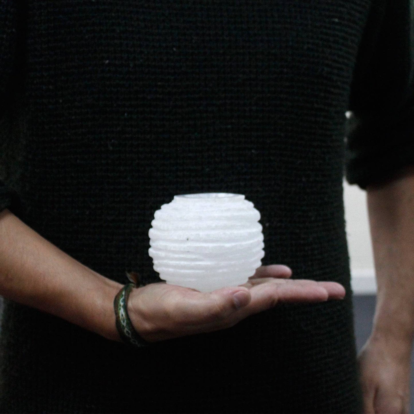 Selenite Snowball Candle Holder - Crystal Nest