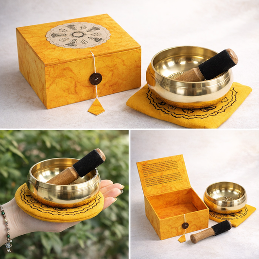 Special Meditation Brass Singing Bowl Set 10cm | Healing Sound & Relaxation - Crystal Nest