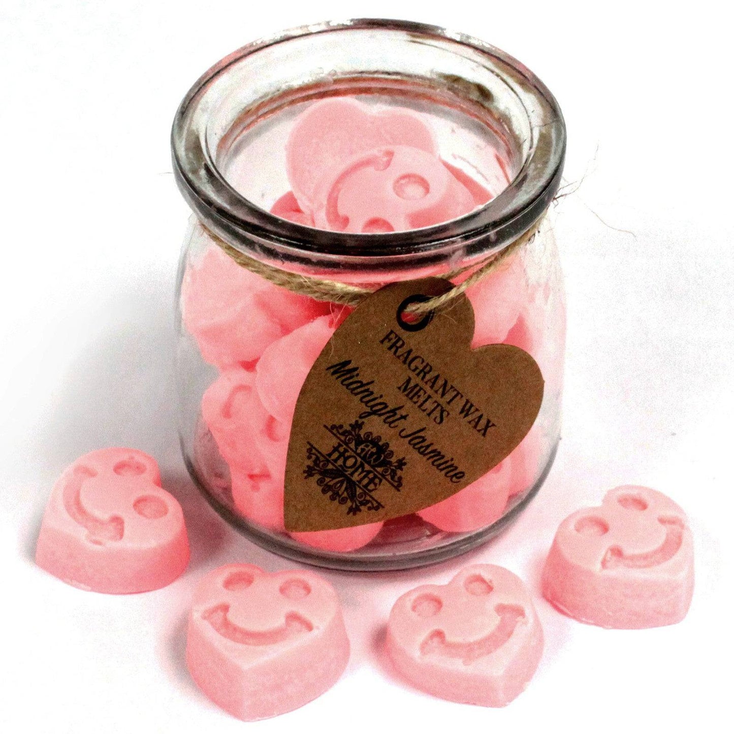 16 x Midnight Jasmine Soy Wax Melt Hearts in Glass Jar - Crystal Nest