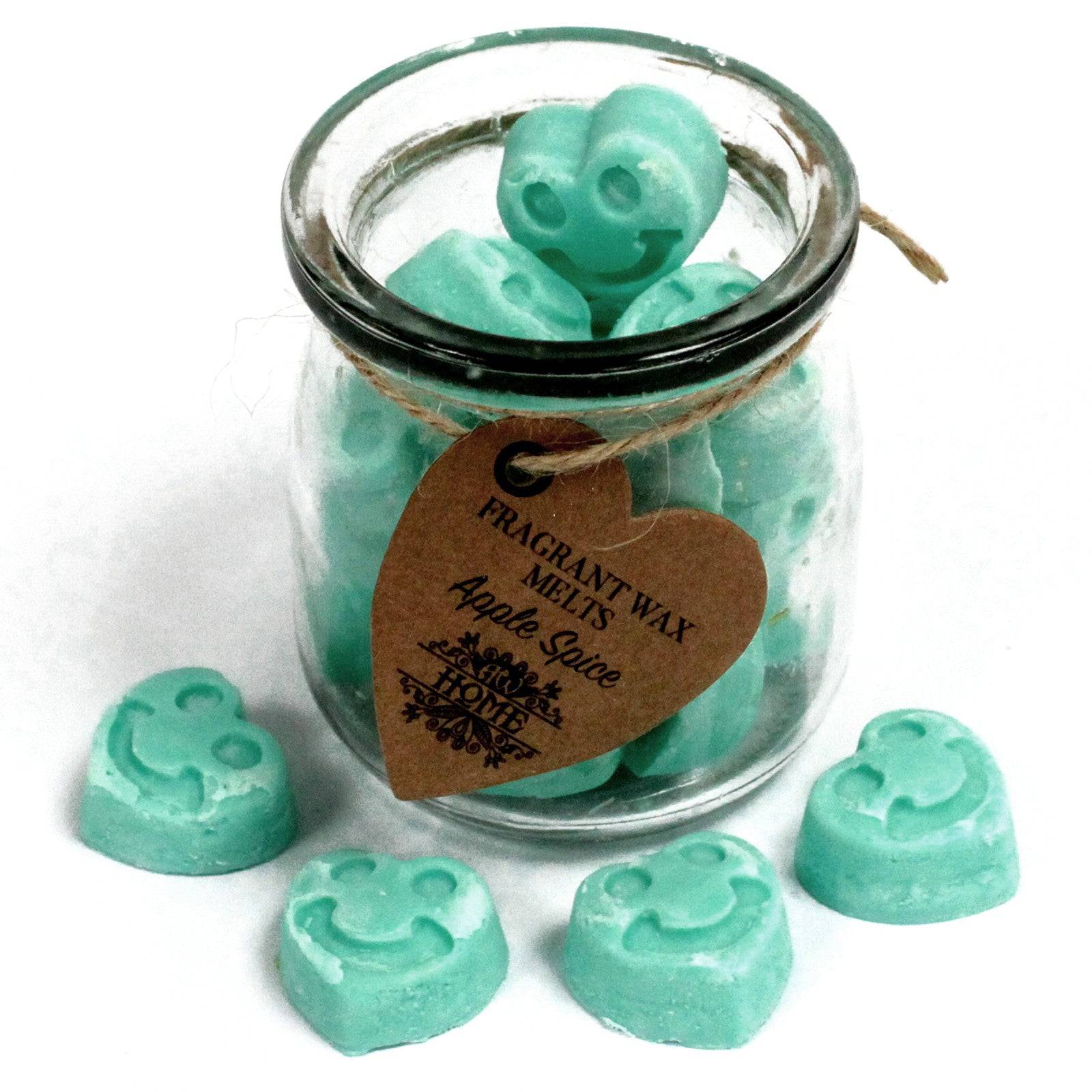 16 x Apple Spice Soy Wax Melt Hearts in Glass Jar - Crystal Nest