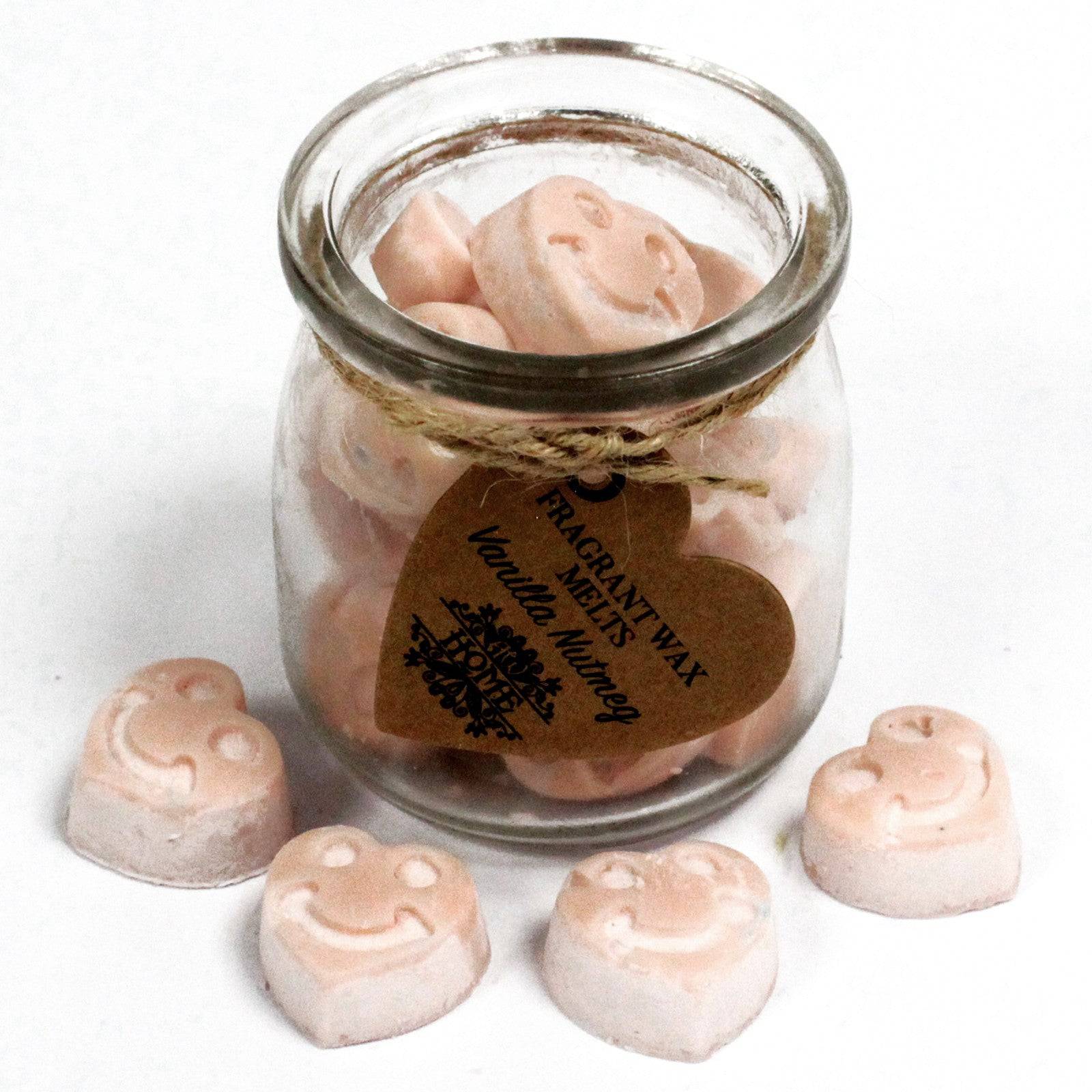 16 x Vanilla Nutmeg Soy Wax Melt Hearts in Glass Jar - Crystal Nest