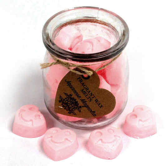 16 x Japanese Magnolia Soy Wax Melt Hearts in Glass Jar - Crystal Nest