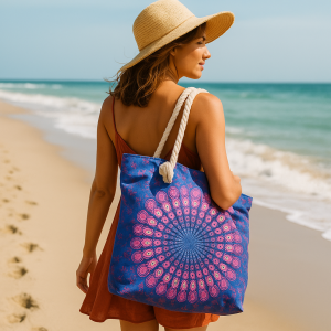 Boho Mandala Rope Handle Tote Bag | Beach, Travel & Shopping Bag - Crystal Nest