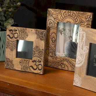 Black Mandala Wooden Square Picture Frame - Crystal Nest