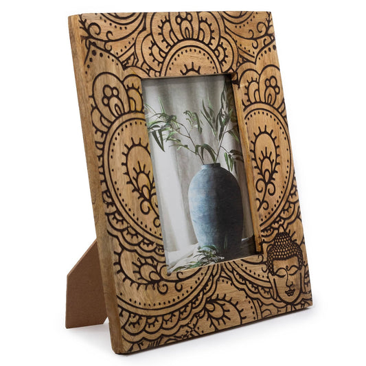 Black Buddha Wooden Picture Frame - Crystal Nest
