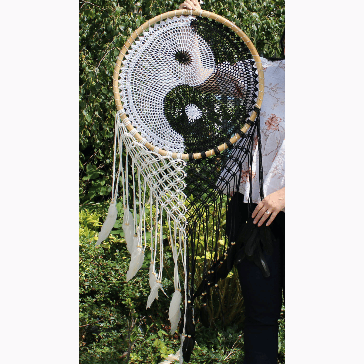 Extra Large Yin Yang Bali Dreamcatcher - Crystal Nest
