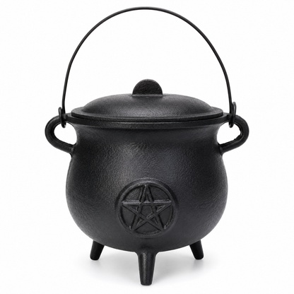 Extra Large Cast Iron Cauldron with Pentagram