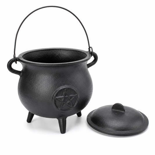 Extra Large Cast Iron Cauldron with Pentagram