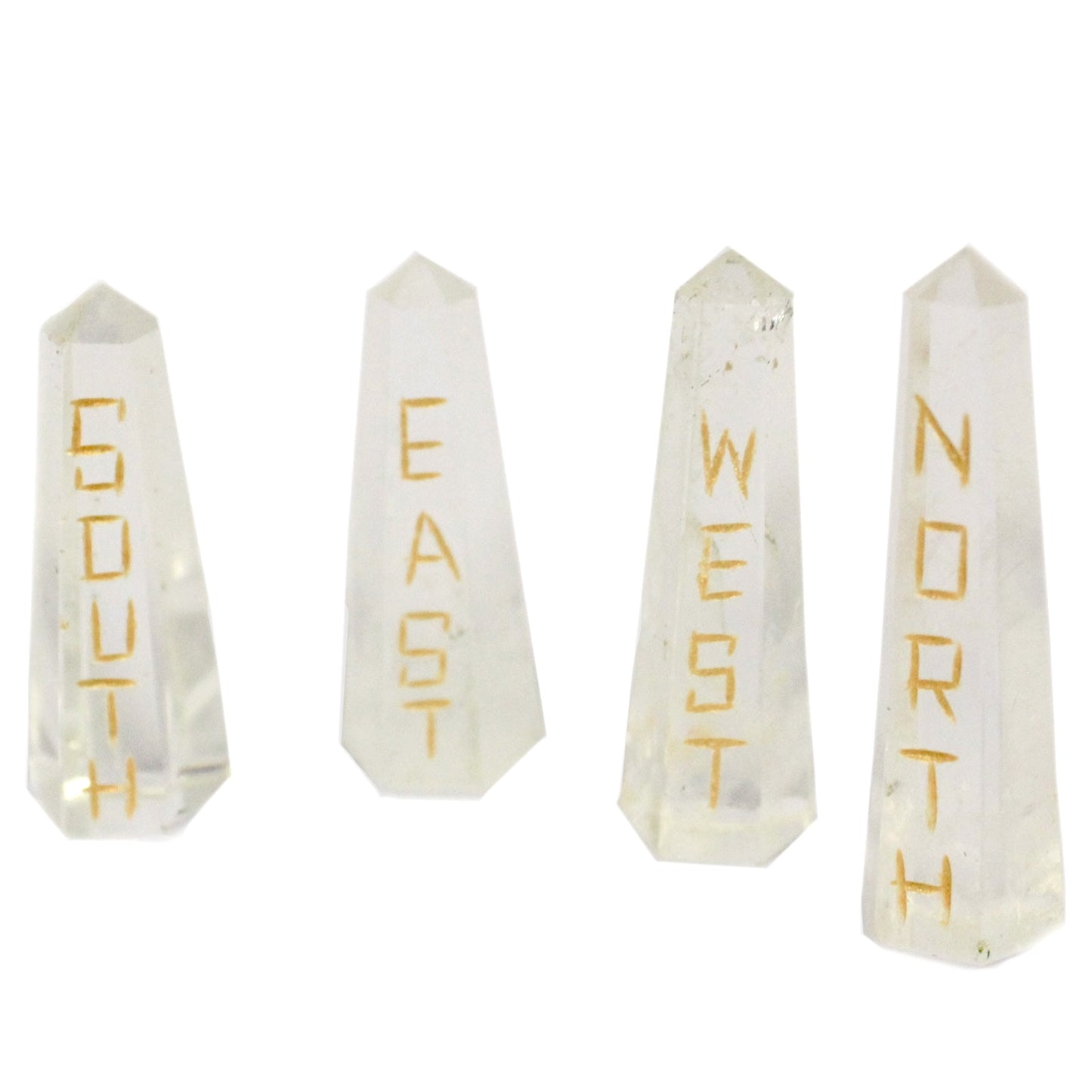 Points of the Compass Quartz Crystal Set | Gold Etched Direction Stones