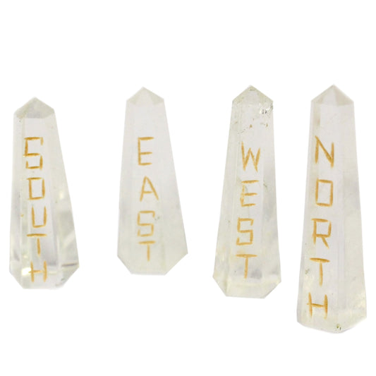 Points of the Compass Quartz Crystal Set | Gold Etched Direction Stones