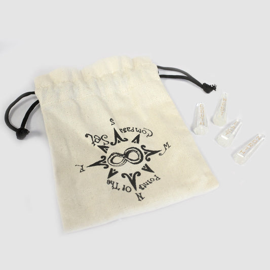 Points of the Compass Quartz Crystal Set | Gold Etched Direction Stones