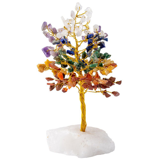 Chakra Gemstone Tree on Milky Quartz Base - Crystal Nest