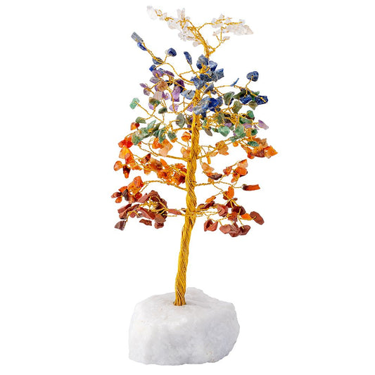 Chakra Gemstone Tree on Milky Quartz Base - Large - Crystal Nest