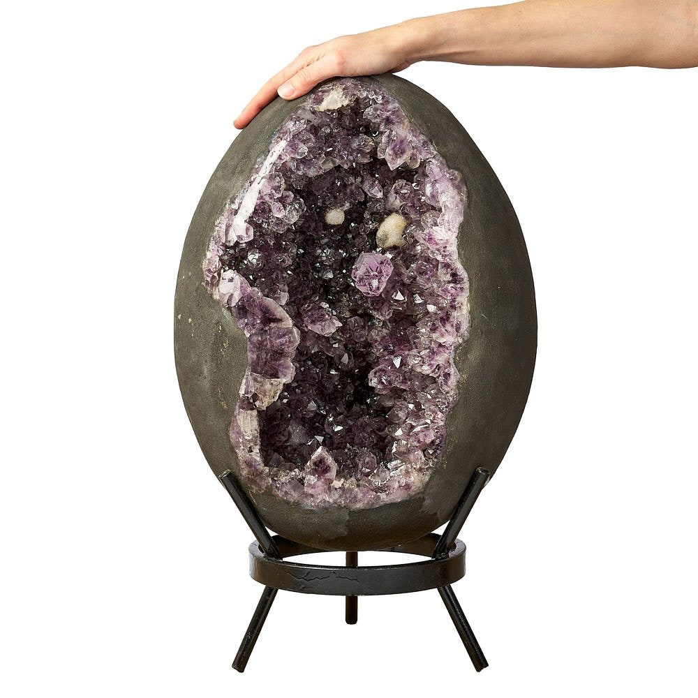 Large Amethyst Geode Egg on Metal Stand | 35–38kg