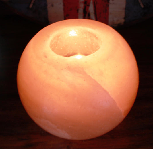 Round Himalayan Salt Candle Holder