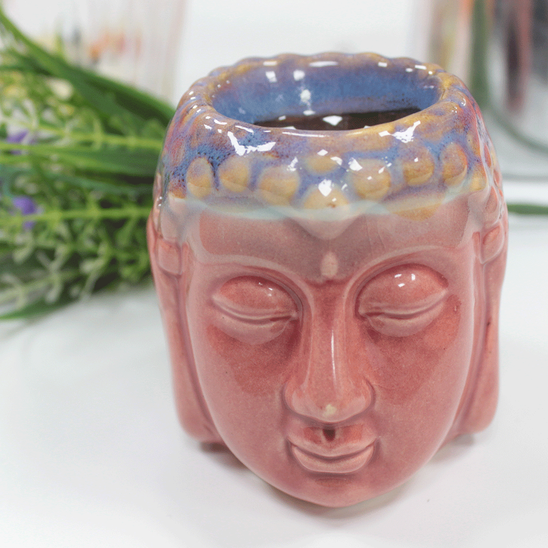 Rose Glazed Buddha Oil Burner - Crystal Nest