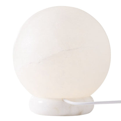 White Himalayan Salt Ball Lamp with Marble Base