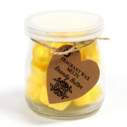 16 x Brandy Butter Soy Wax Melt Hearts in Glass Jar - Crystal Nest