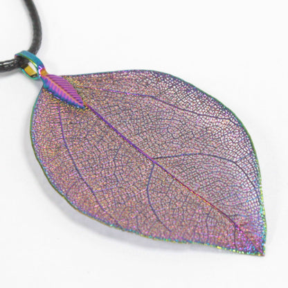 Real Leaf Necklace - Iridescent