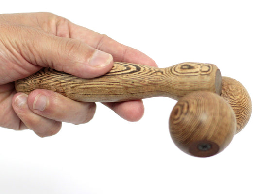 Double Ball Massage Roller | Handheld Wooden Stress Relief Tool - Crystal Nest