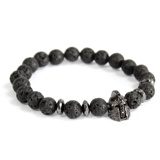 Knight's Helmet & Lava Stone Bear Bracelet – Strength & Rebirth