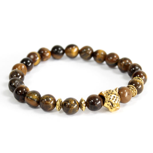 Golden Tiger & Tiger Eye Bead Bracelet – Confidence & Courage