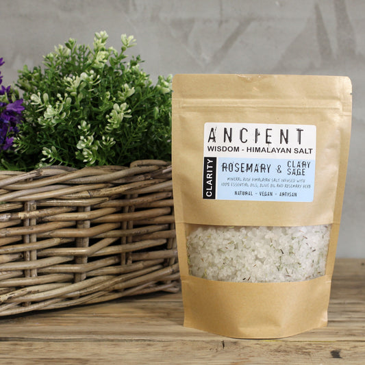 Mind-Clearing Rosemary, Clary Sage & Olive Oil Ritual | Himalayan Bath Salt Blend | 500g - Crystal Nest