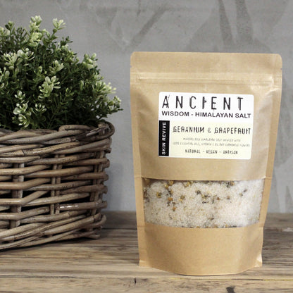 Skin-Reviving Geranium, Grapefruit & Vitamin E Ritual | Himalayan Bath Salt Blend | 500g - Crystal Nest